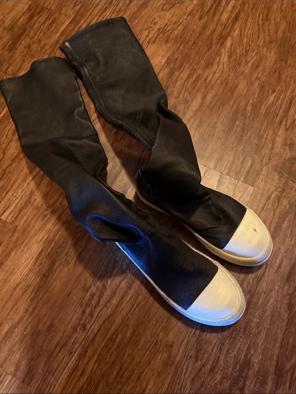 Rick Owens Black Over-the-Knee Leather Sneakers